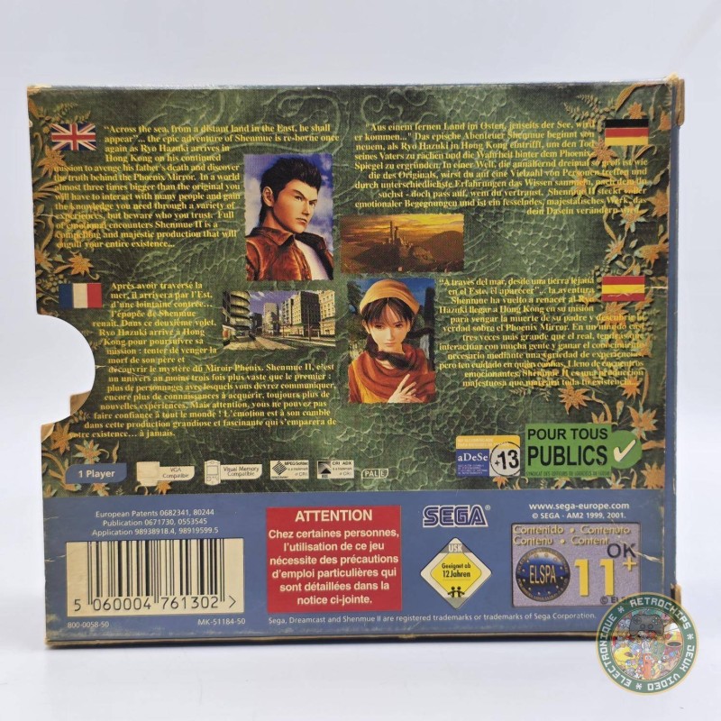 Jeu Shenmue Pour Sega Dreamcast - Édition PAL 2000, Bon état Sans Fourreau
