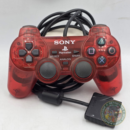 Manette Sony PlayStation 2 Ps2 Dualshock 2 Clear Red SCPH-10010  | Accessoires PS2 | retrogaming